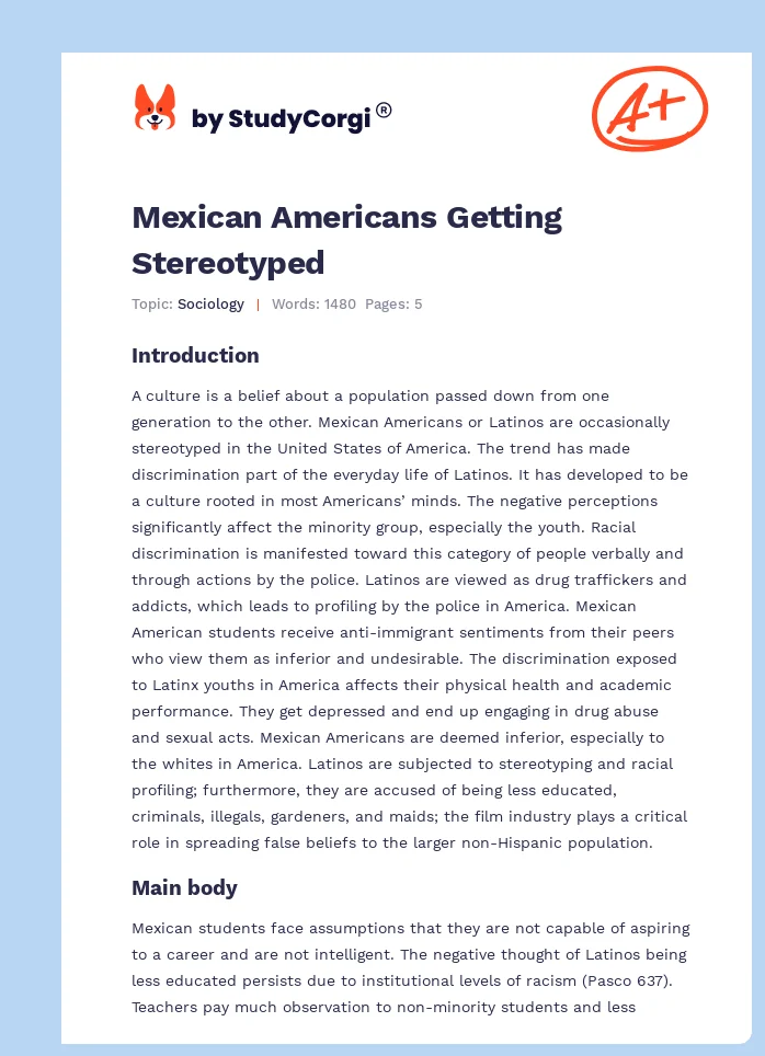Mexican Americans Getting Stereotyped. Page 1