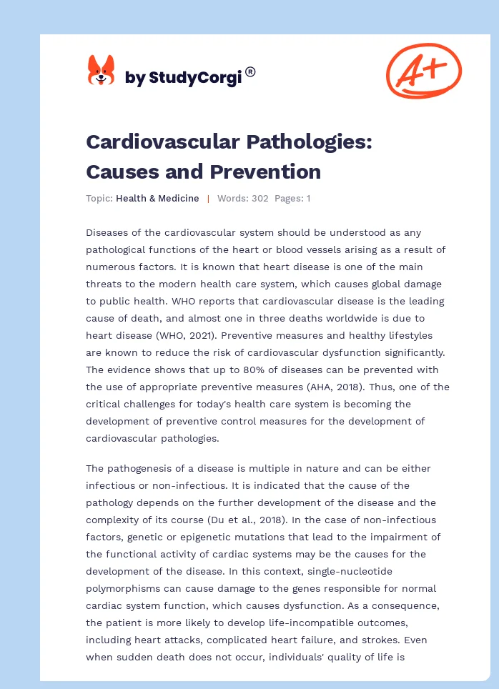 Cardiovascular Pathologies: Causes and Prevention. Page 1