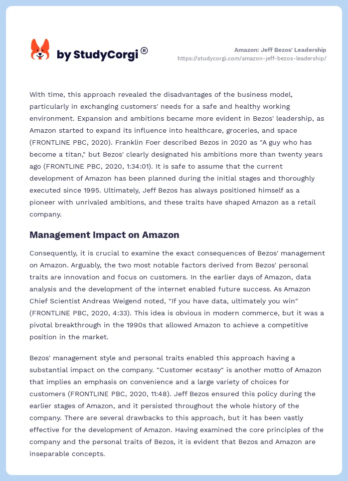 Amazon: Jeff Bezos' Leadership. Page 2