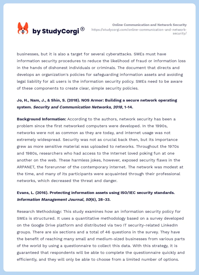 Online Communication and Network Security. Page 2