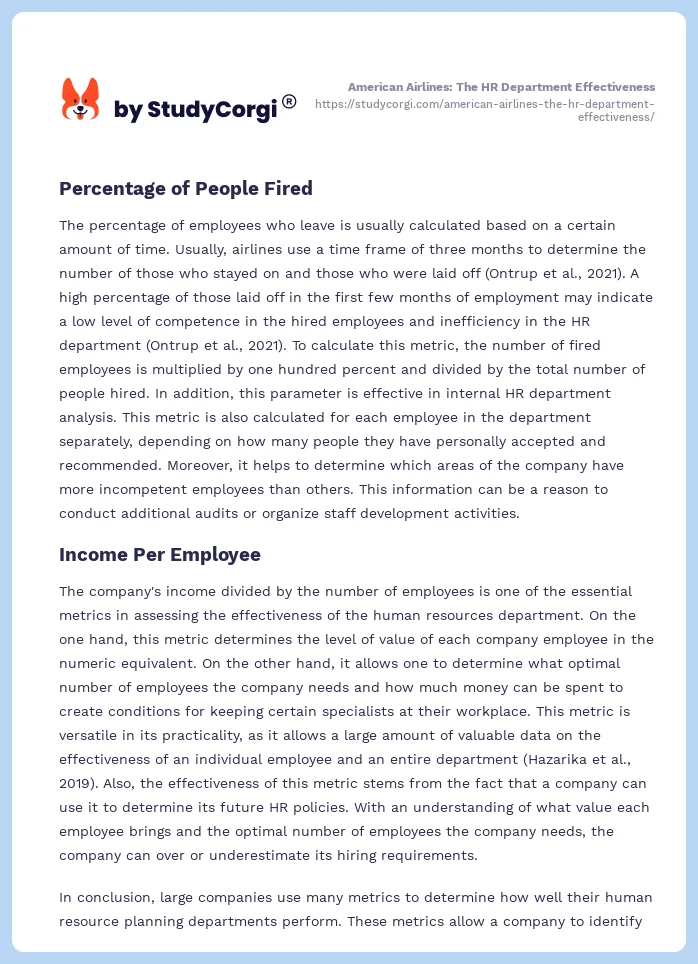 American Airlines: The HR Department Effectiveness. Page 2
