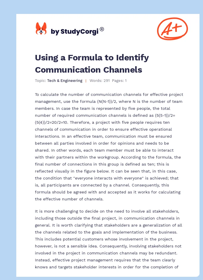 Using a Formula to Identify Communication Channels. Page 1
