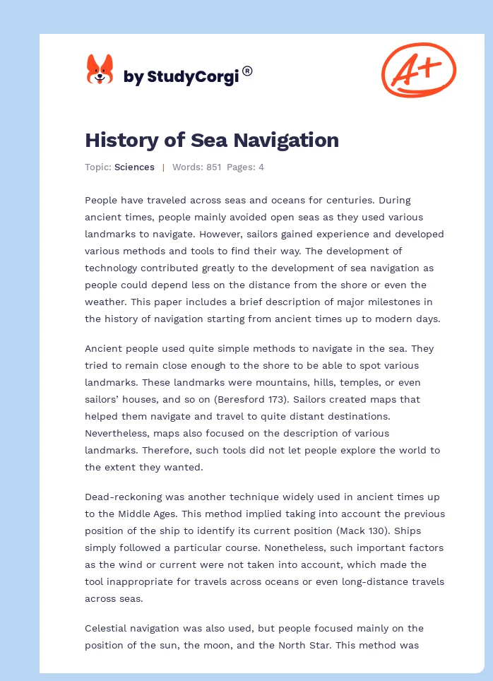 History of Sea Navigation. Page 1