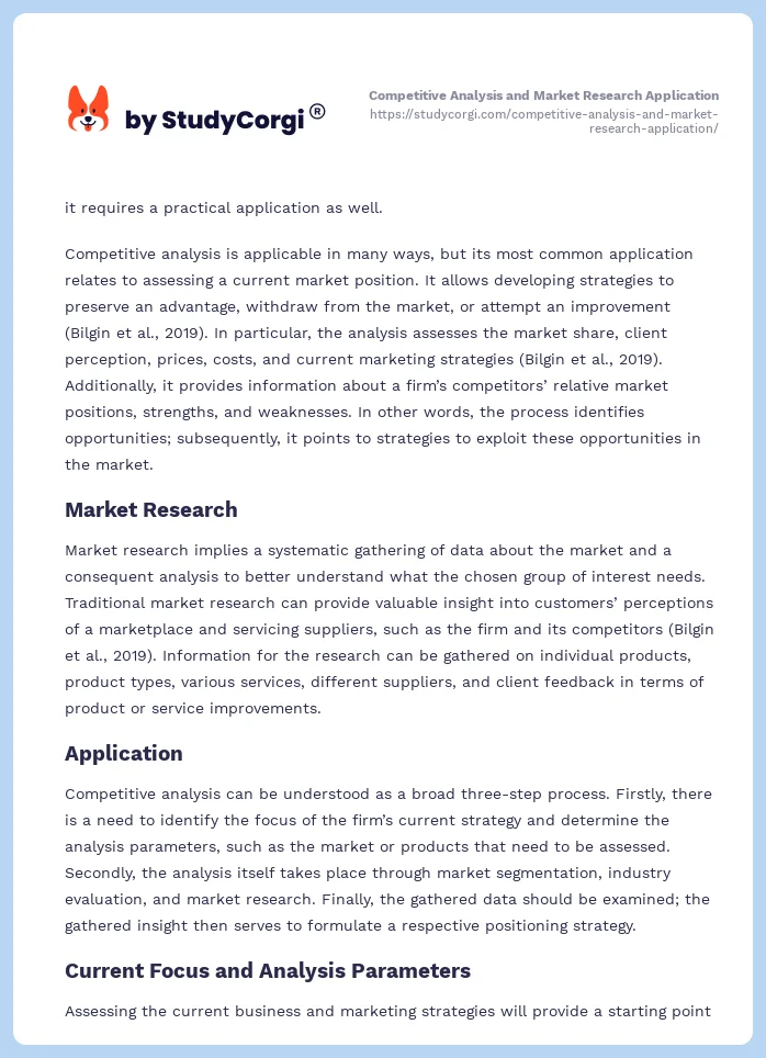 Competitive Analysis and Market Research Application. Page 2