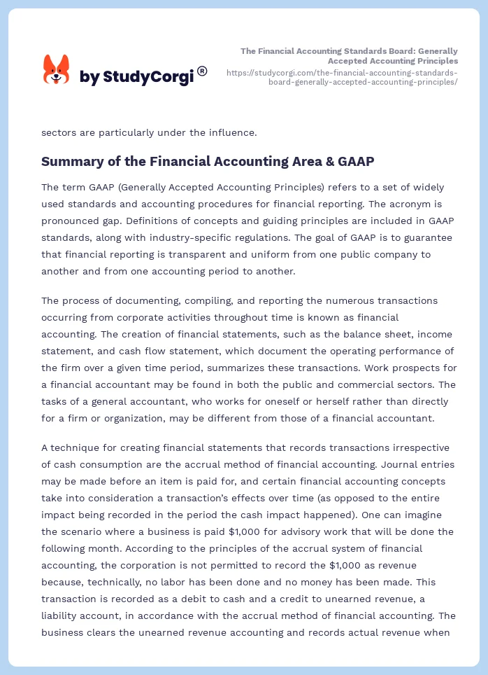 The Financial Accounting Standards Board: Generally Accepted Accounting Principles. Page 2