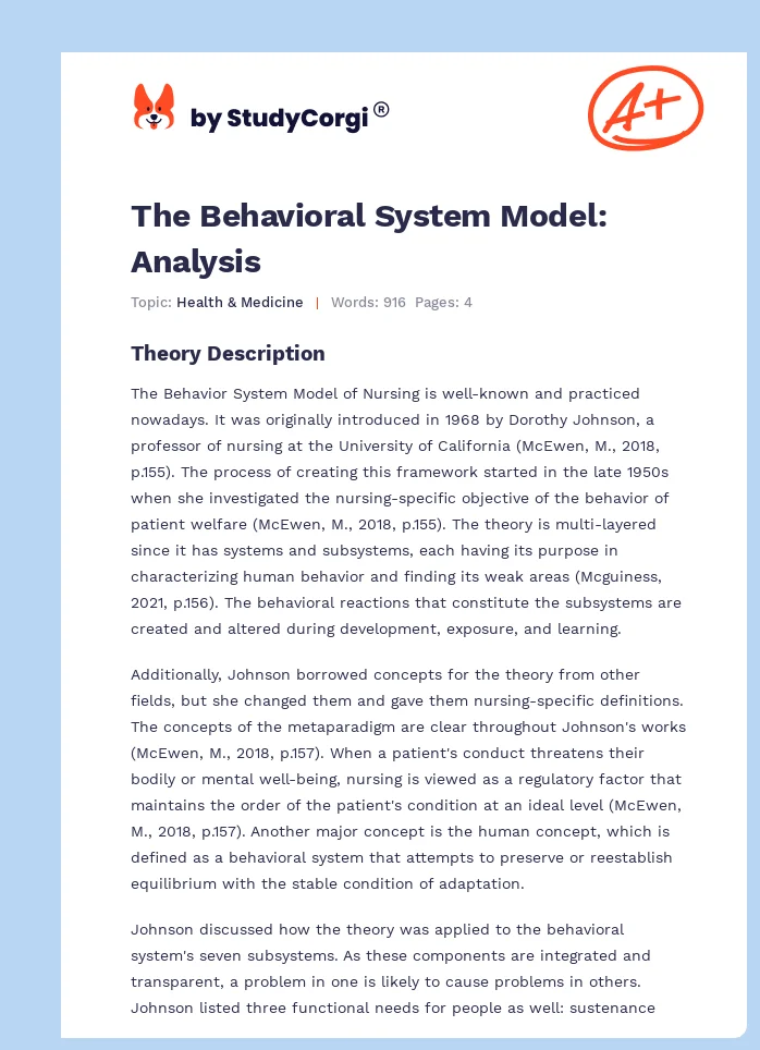 The Behavioral System Model: Analysis. Page 1