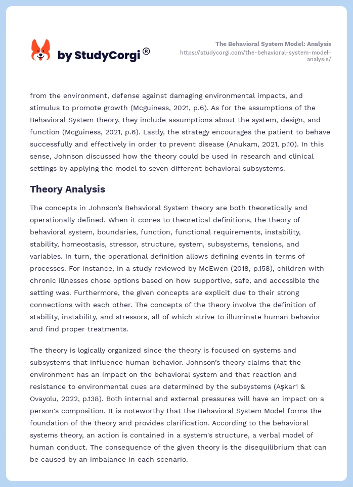 The Behavioral System Model: Analysis. Page 2