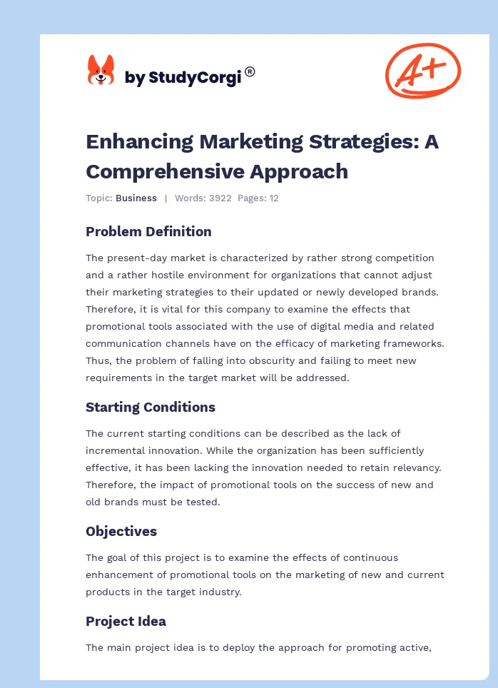 Enhancing Marketing Strategies: A Comprehensive Approach. Page 1