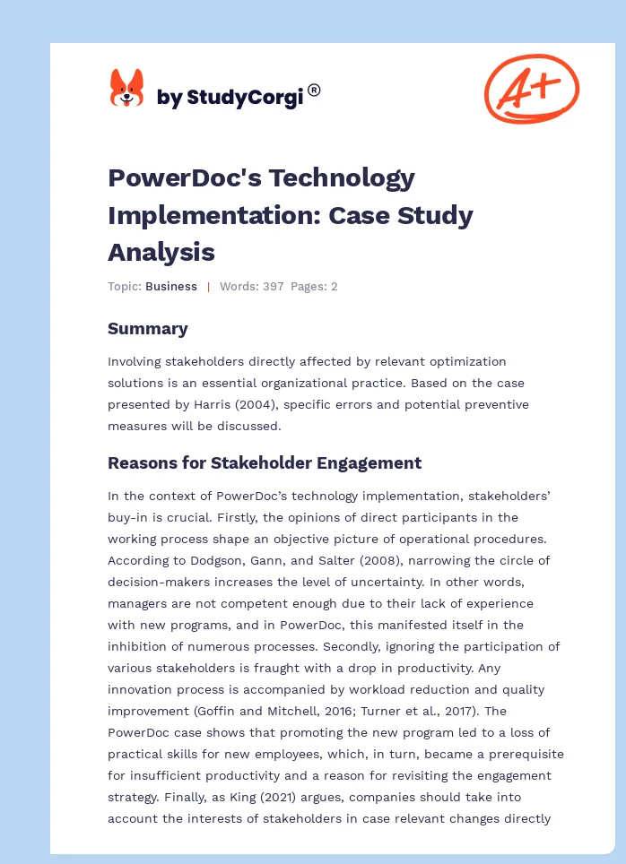PowerDoc's Technology Implementation: Case Study Analysis. Page 1
