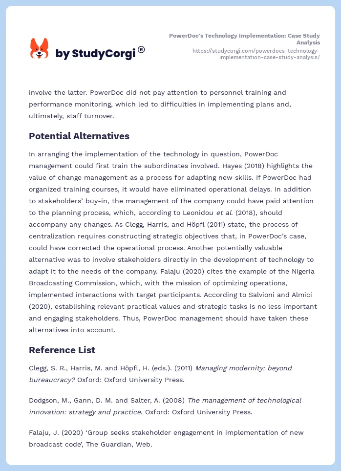 PowerDoc's Technology Implementation: Case Study Analysis. Page 2