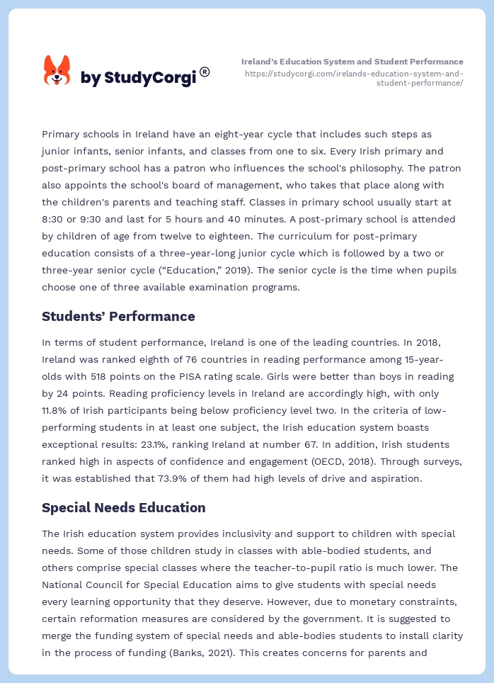 Ireland’s Education System and Student Performance. Page 2