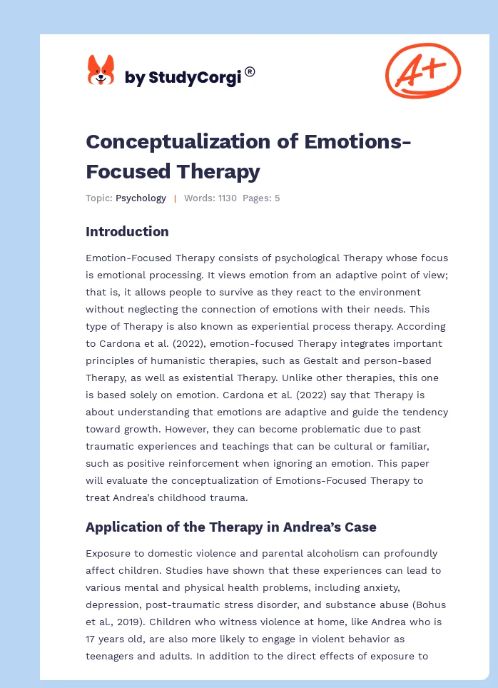 Conceptualization of Emotions-Focused Therapy. Page 1