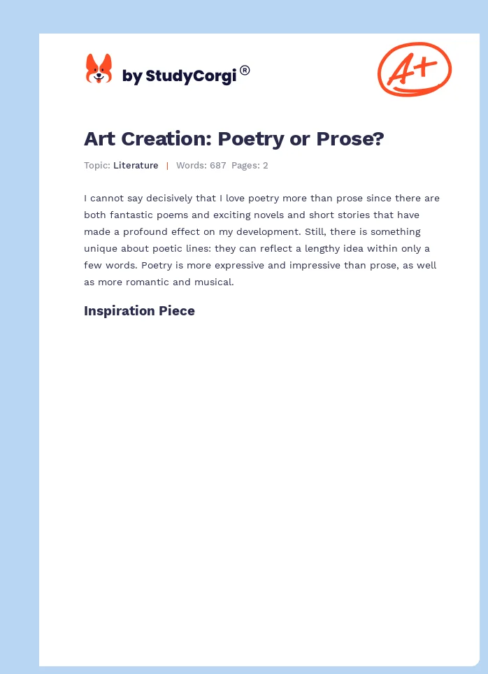 Art Creation: Poetry or Prose?. Page 1