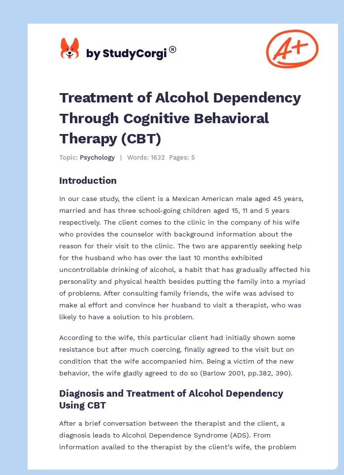 Treatment of Alcohol Dependency Through Cognitive Behavioral Therapy (CBT). Page 1