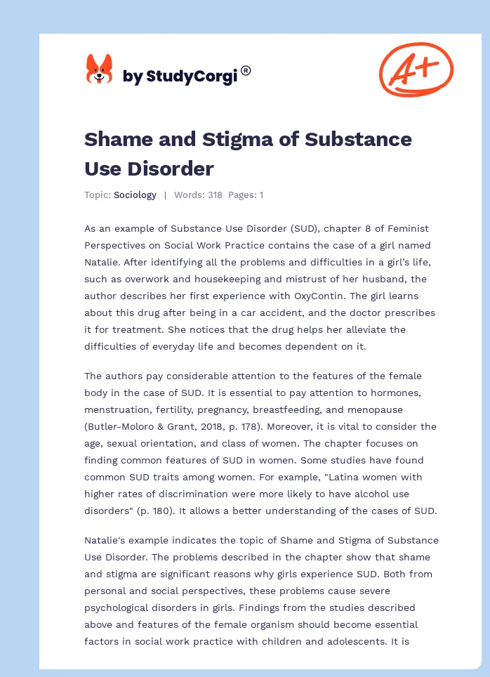 Shame and Stigma of Substance Use Disorder. Page 1