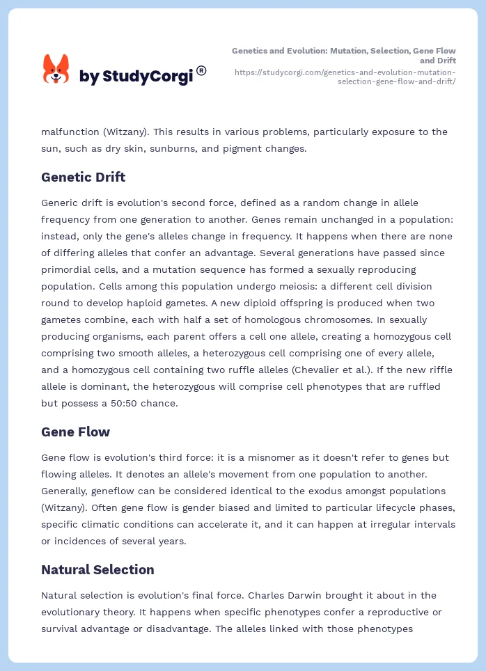 Genetics and Evolution: Mutation, Selection, Gene Flow and Drift. Page 2