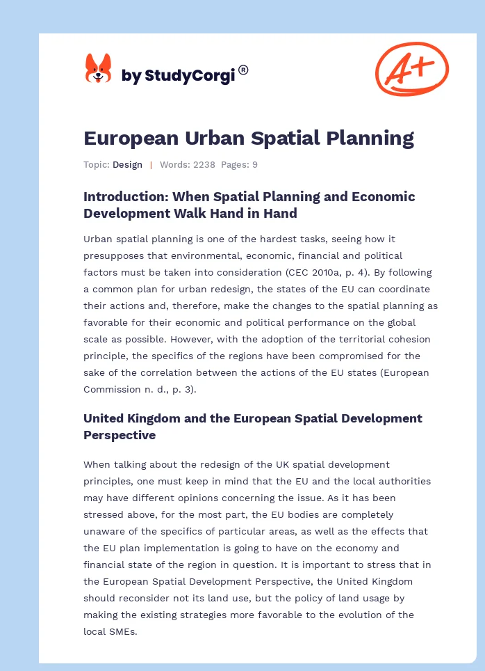 European Urban Spatial Planning. Page 1
