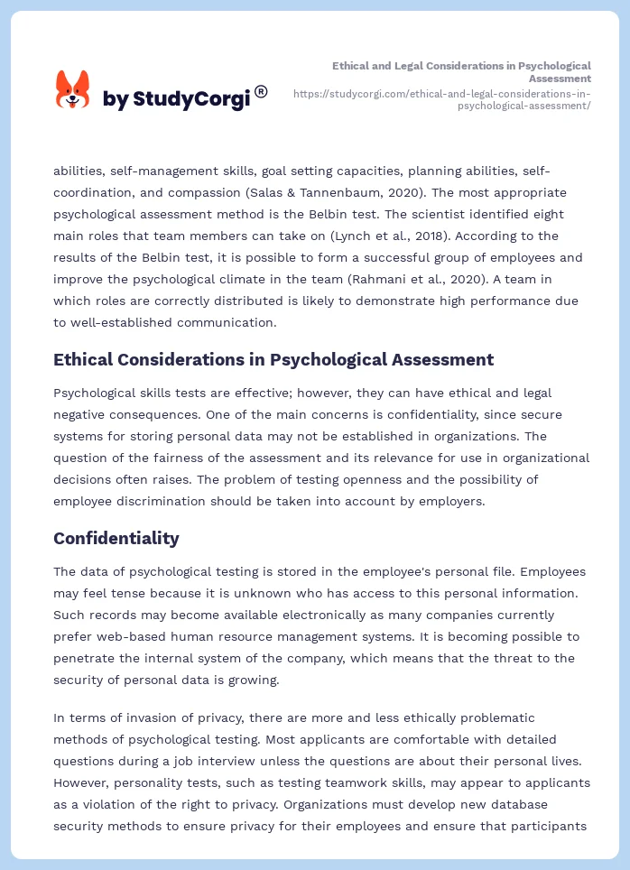Ethical and Legal Considerations in Psychological Assessment. Page 2
