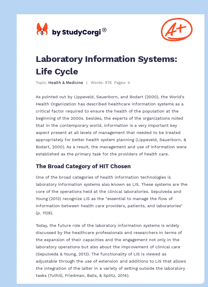 Laboratory Information Systems: Life Cycle. Page 1