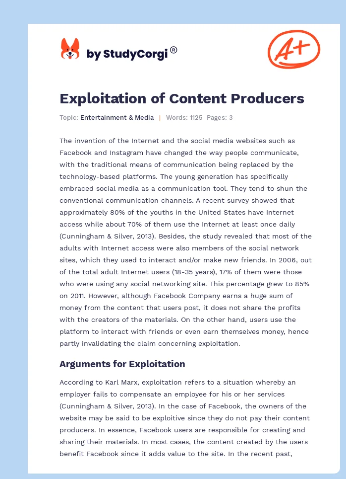 Exploitation of Content Producers. Page 1