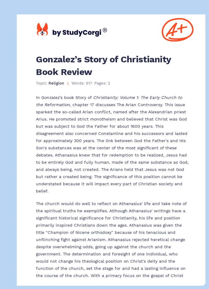 Gonzalez’s Story of Christianity Book Review. Page 1