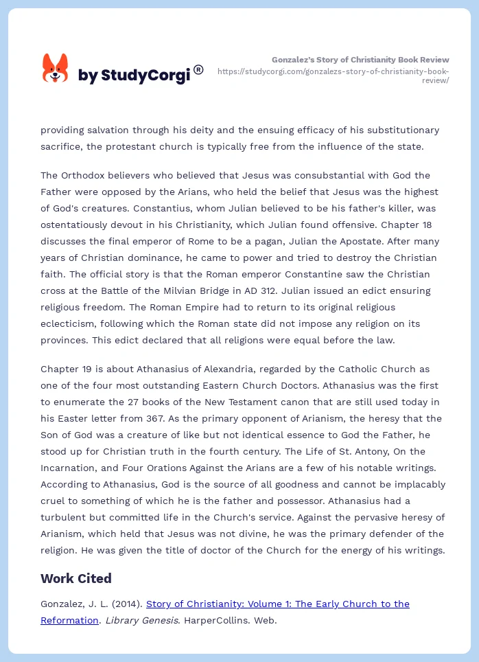 Gonzalez’s Story of Christianity Book Review. Page 2