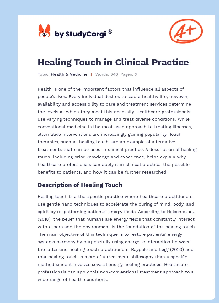 Healing Touch in Clinical Practice. Page 1