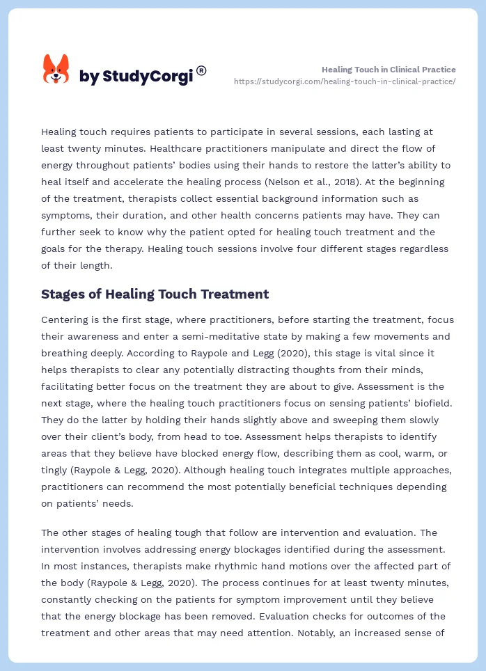 Healing Touch in Clinical Practice. Page 2
