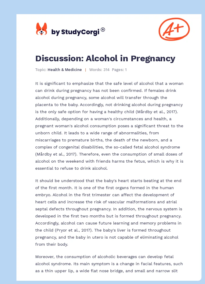 Discussion: Alcohol in Pregnancy. Page 1