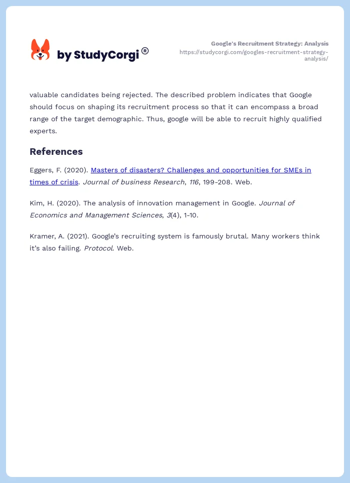 Google's Recruitment Strategy: Analysis. Page 2