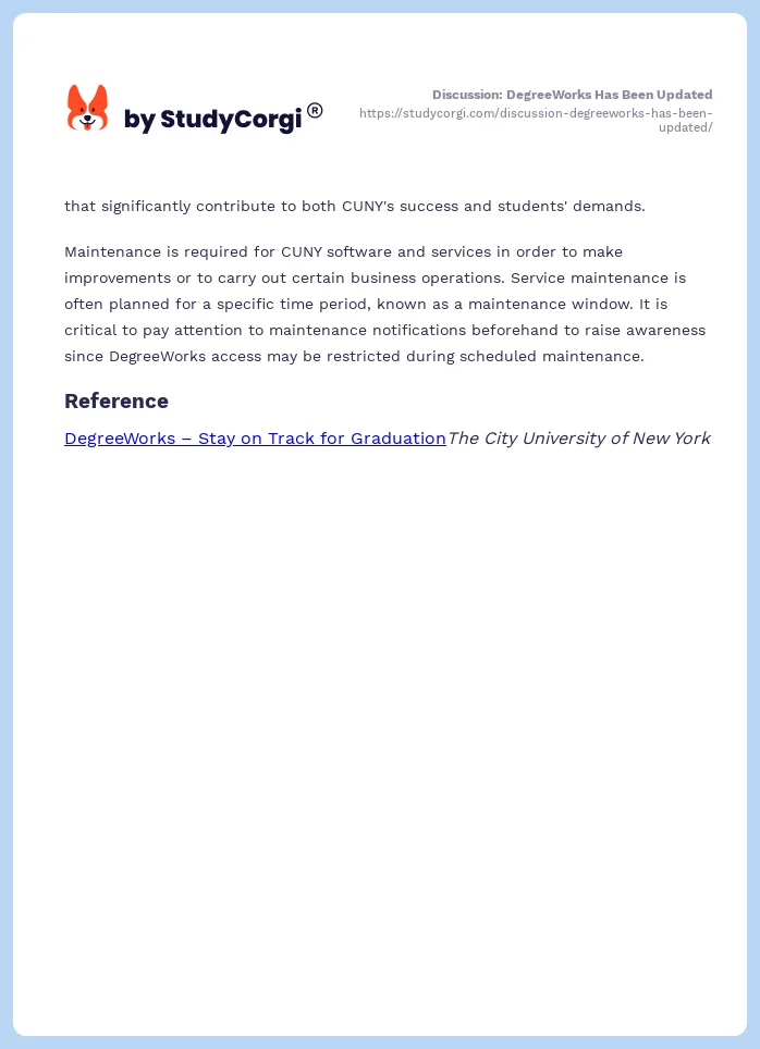 Discussion: DegreeWorks Has Been Updated. Page 2