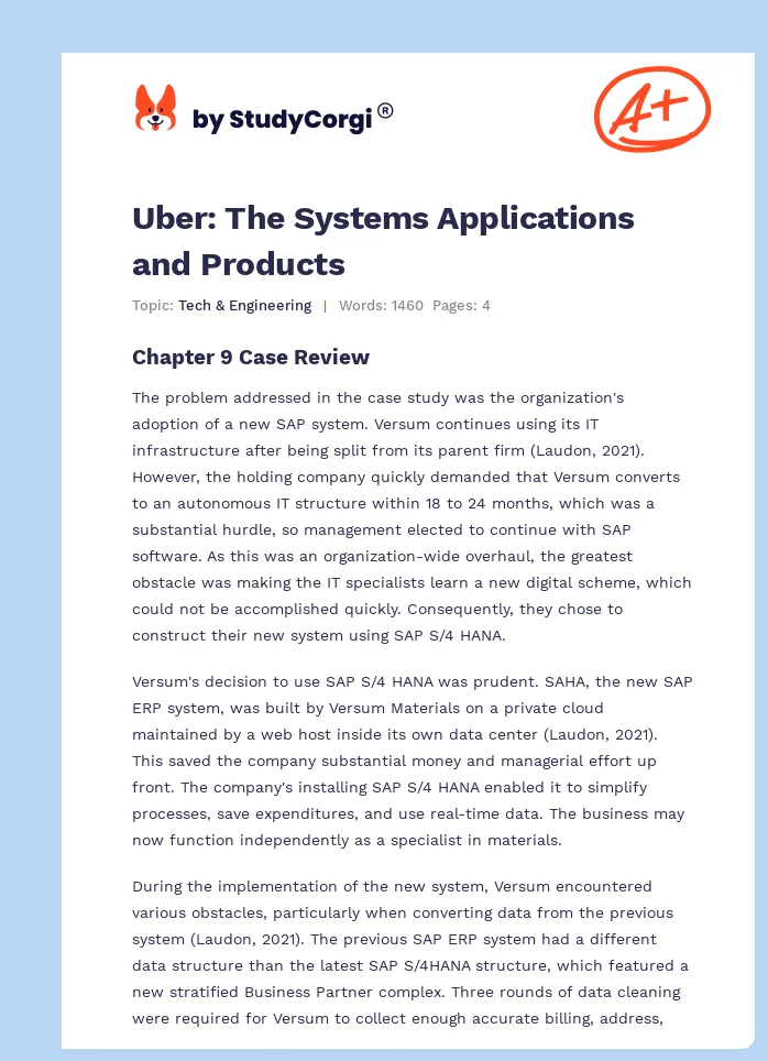 Uber: The Systems Applications and Products. Page 1