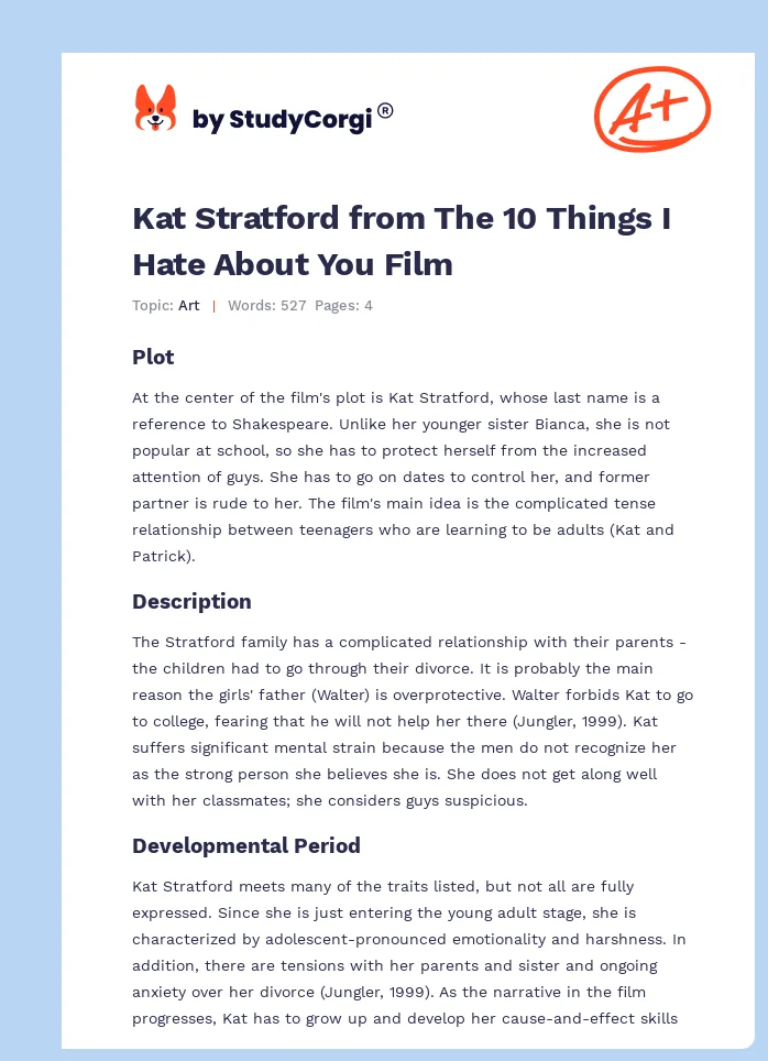Kat Stratford from The 10 Things I Hate About You Film. Page 1