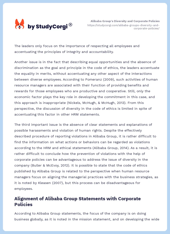 Alibaba Group's Diversity and Corporate Policies. Page 2