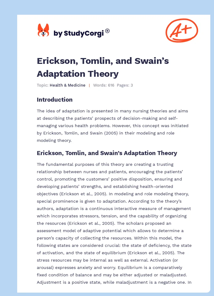 Erickson, Tomlin, and Swain’s Adaptation Theory. Page 1
