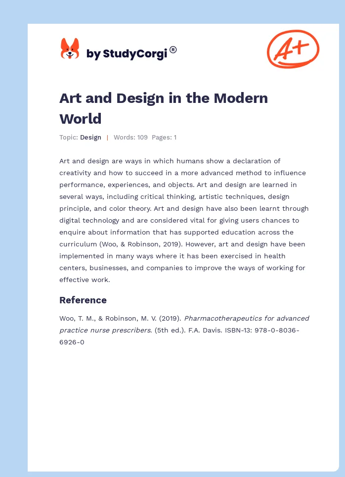 Art and Design in the Modern World. Page 1
