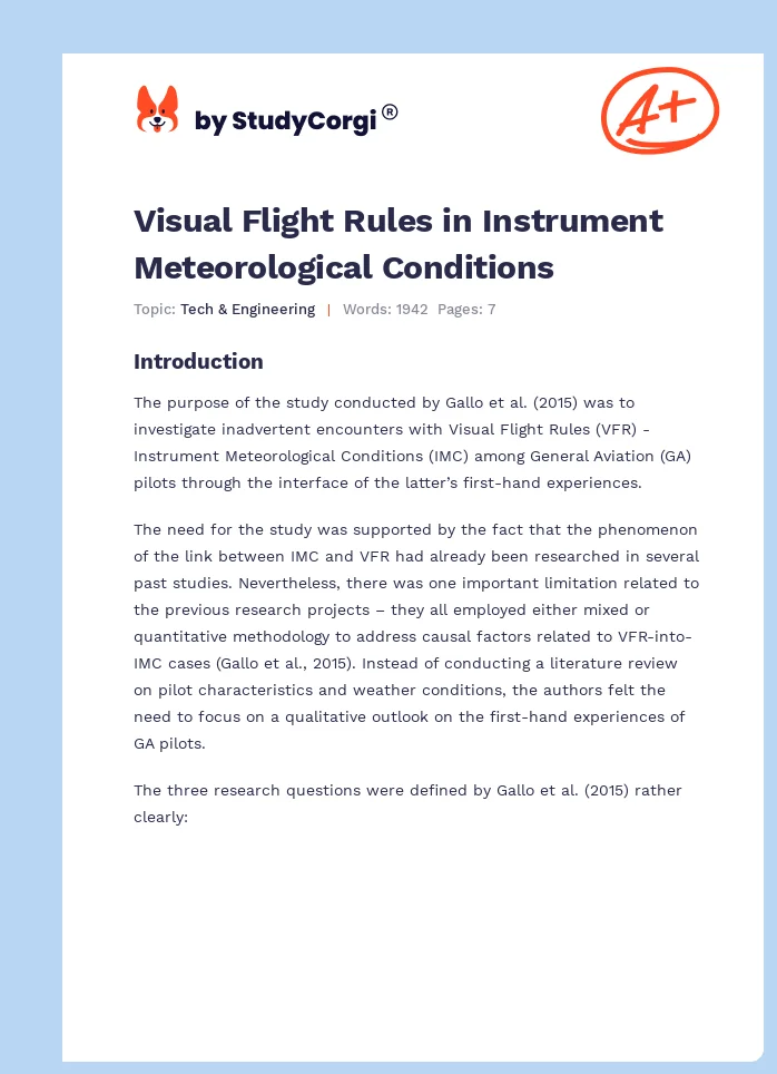 Visual Flight Rules in Instrument Meteorological Conditions. Page 1