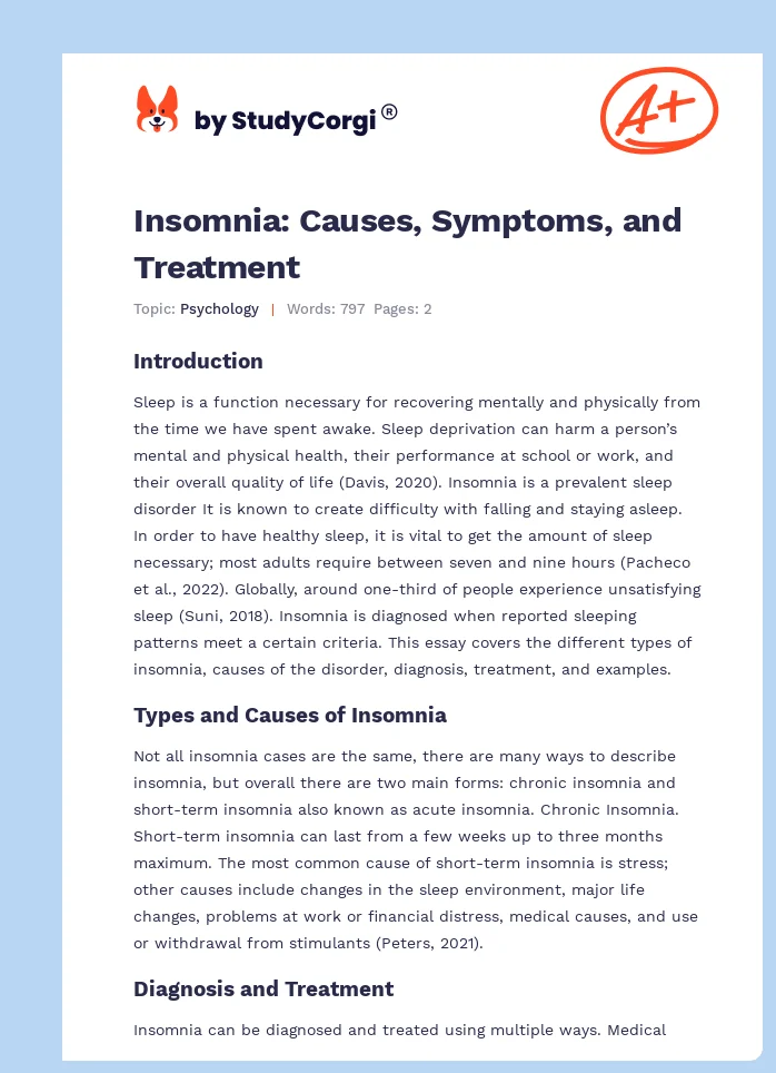 Insomnia: Causes, Symptoms, and Treatment. Page 1