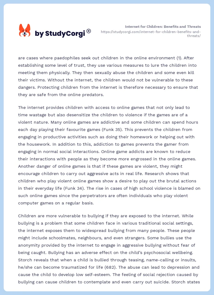 Internet for Children: Benefits and Threats. Page 2