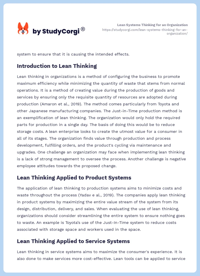 Lean Systems Thinking for an Organization. Page 2