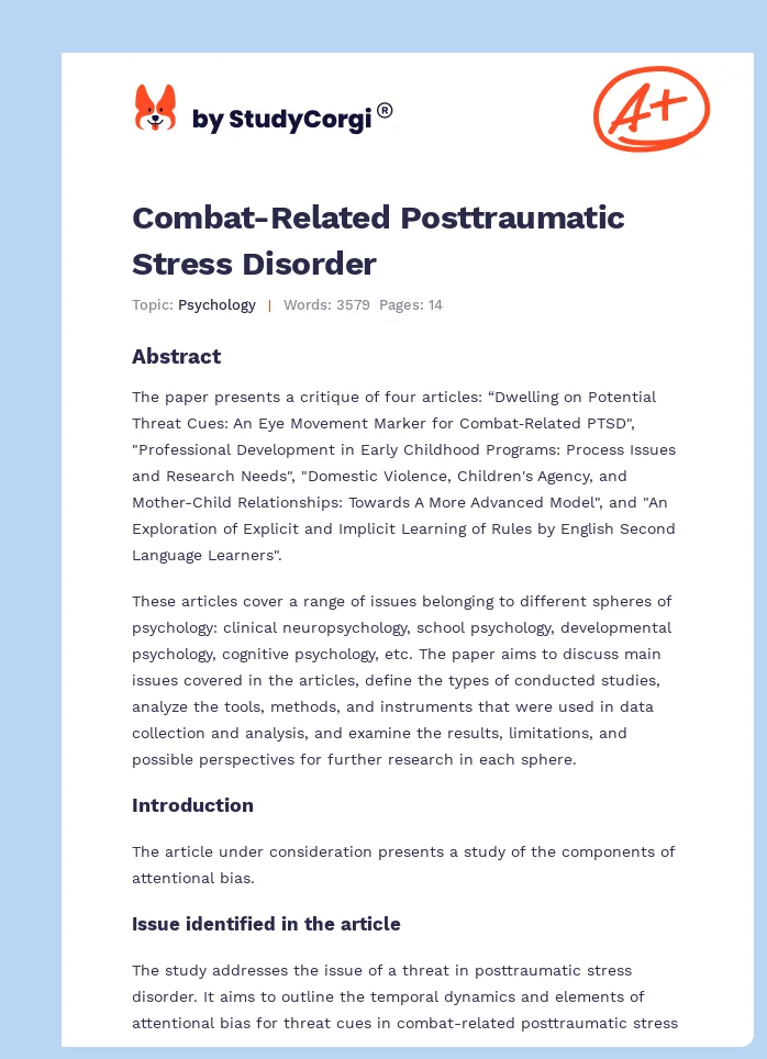 Combat-Related Posttraumatic Stress Disorder. Page 1
