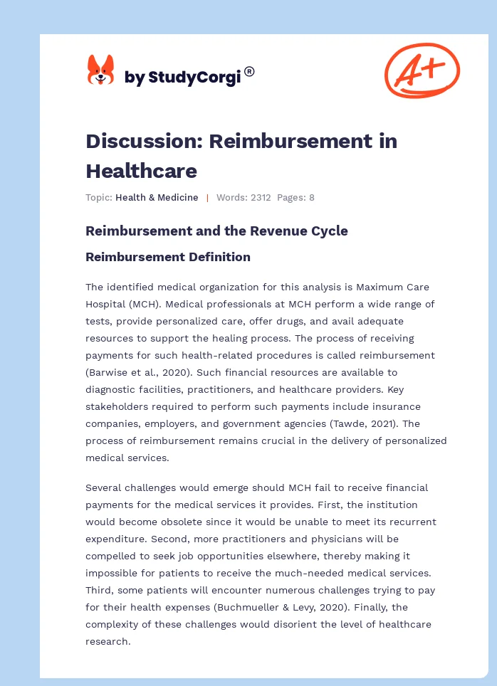 Discussion: Reimbursement in Healthcare. Page 1