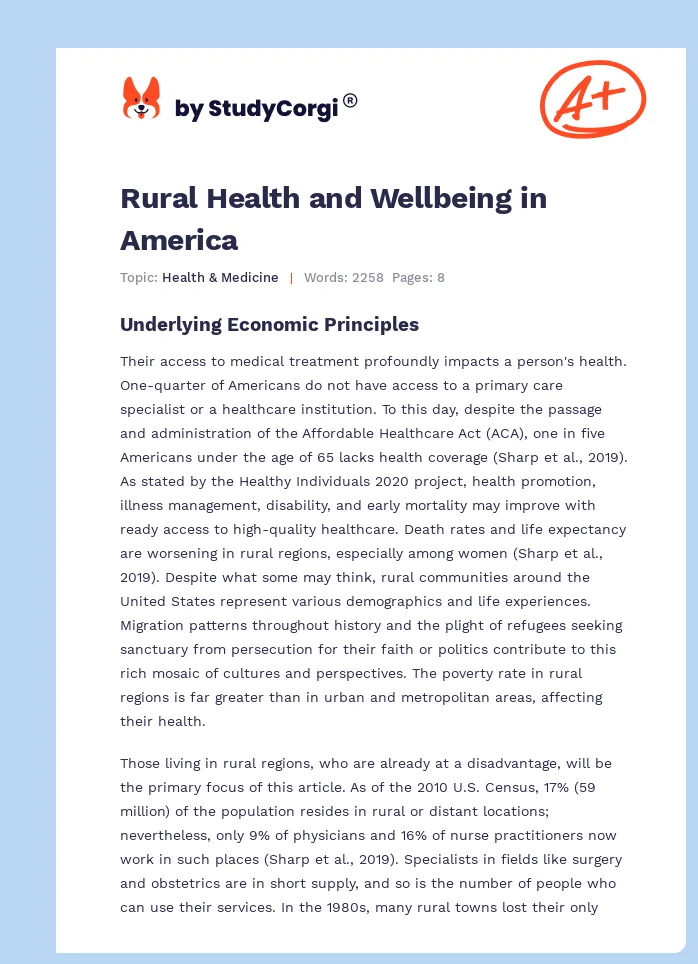 Rural Health and Wellbeing in America. Page 1