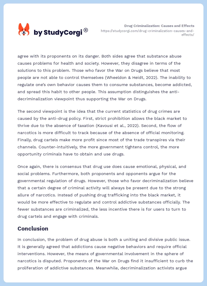 Drug Criminalization: Causes and Effects. Page 2