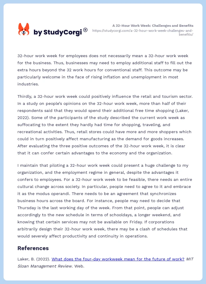 A 32-Hour Work Week: Challenges and Benefits. Page 2