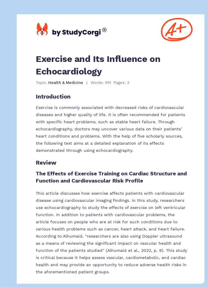 Exercise and Its Influence on Echocardiology. Page 1