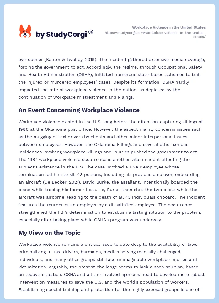 Workplace Violence in the United States. Page 2