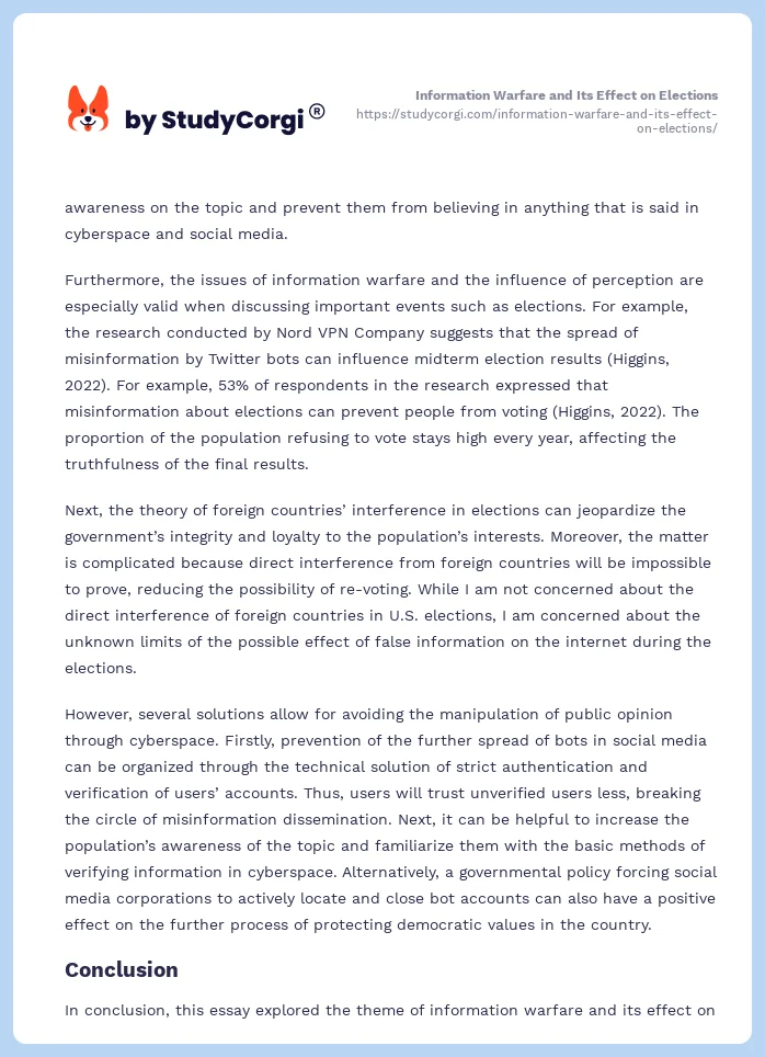 Information Warfare and Its Effect on Elections. Page 2