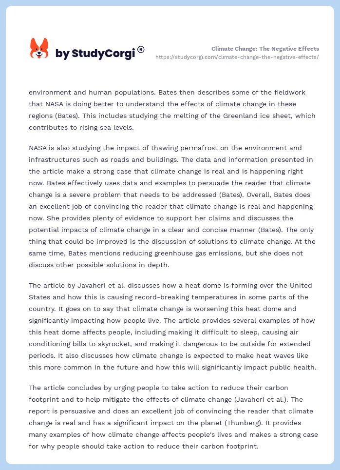 Climate Change: The Negative Effects. Page 2