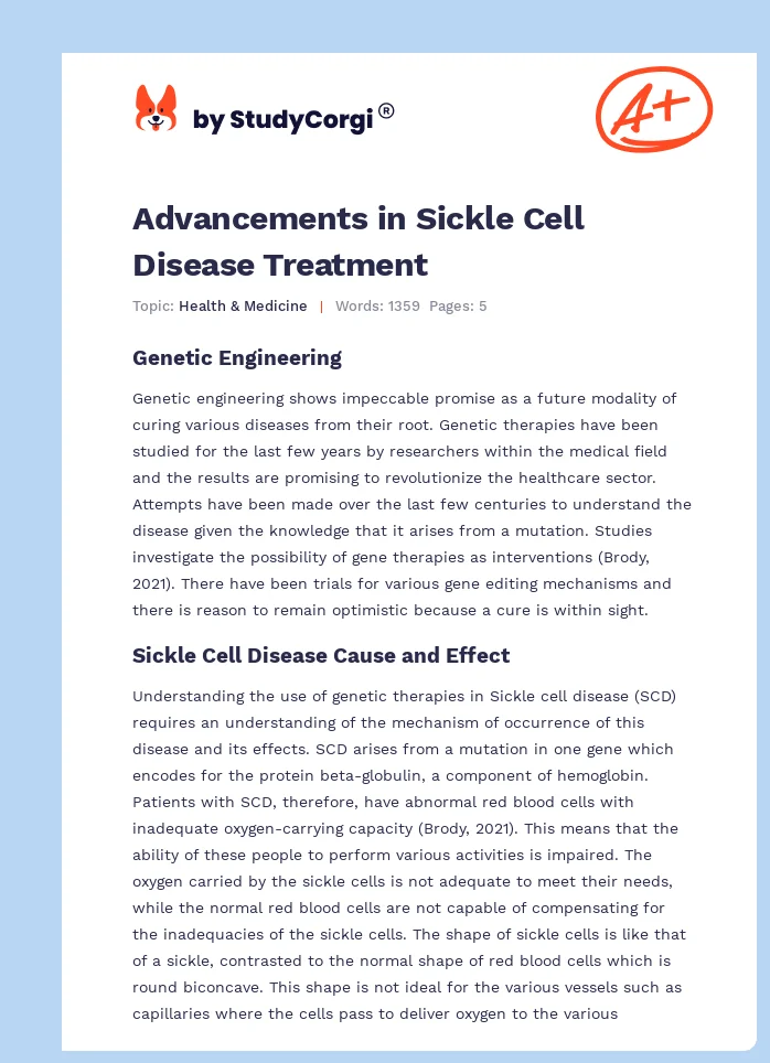 Advancements in Sickle Cell Disease Treatment. Page 1